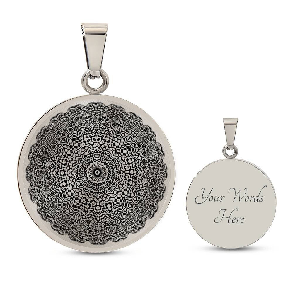 Graphic Circle Pendant + Necklace - Abstract Mandala 7