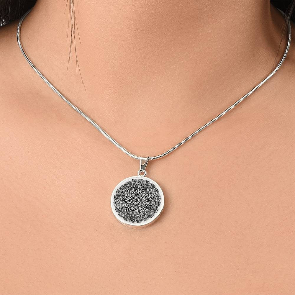 Graphic Circle Pendant + Necklace - Abstract Mandala 7