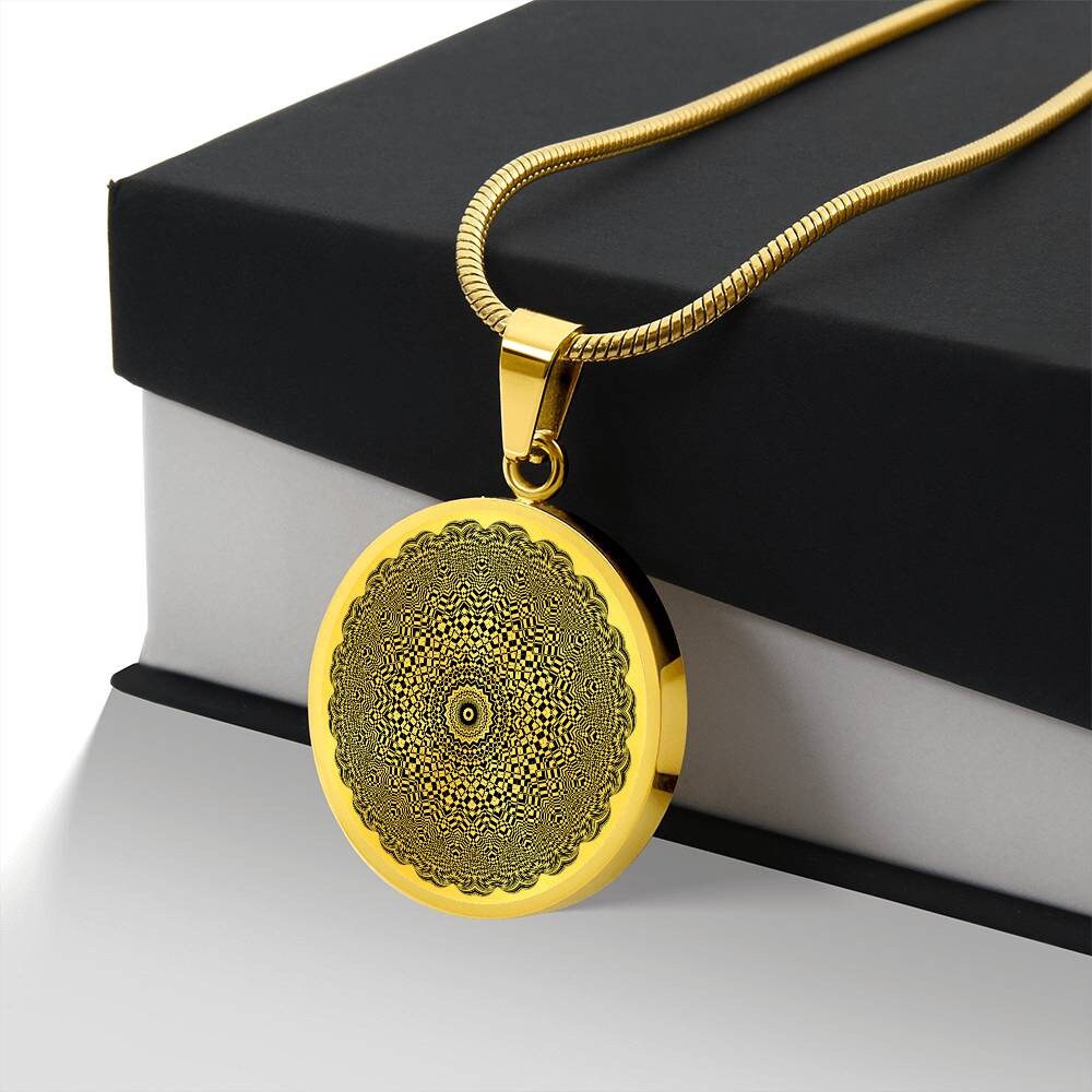 Graphic Circle Pendant + Necklace - Abstract Mandala 7