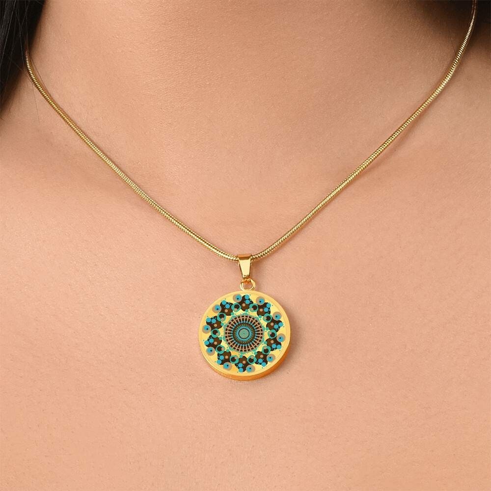 Graphic Circle Pendant + Necklace - Abstract Mandala 