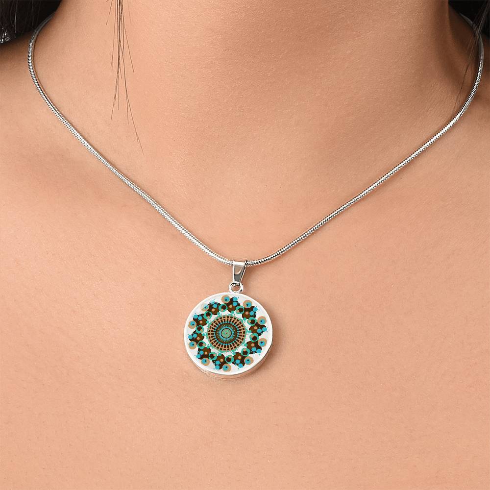 Graphic Circle Pendant + Necklace - Abstract Mandala 