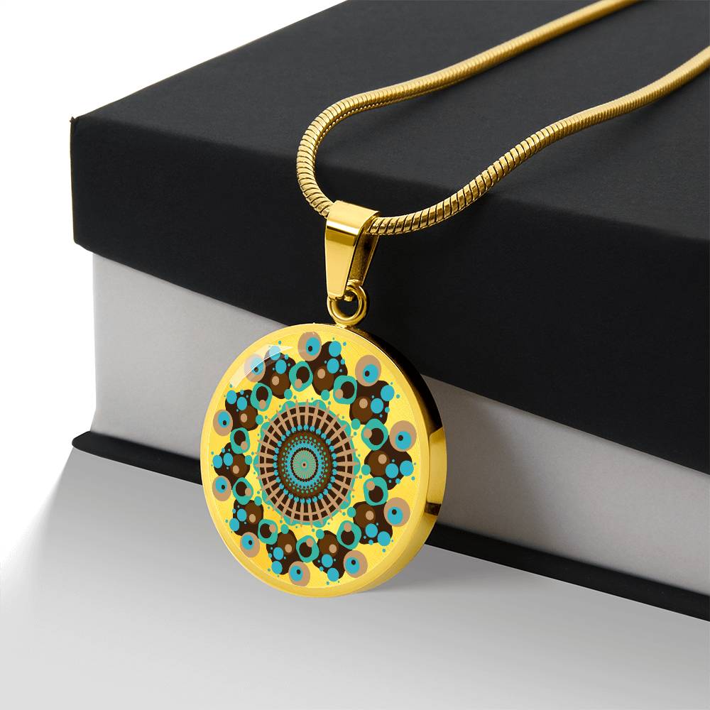 Graphic Circle Pendant + Necklace - Abstract Mandala 