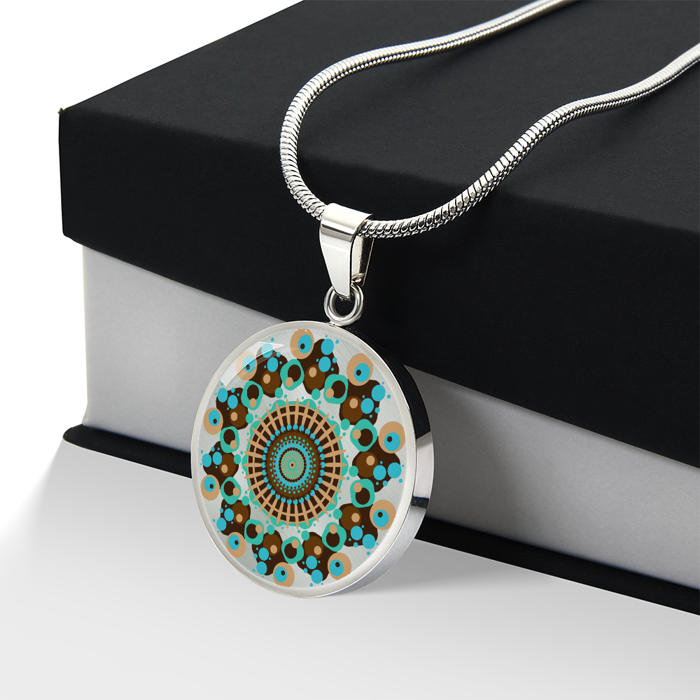 Graphic Circle Pendant + Necklace - Abstract Mandala 