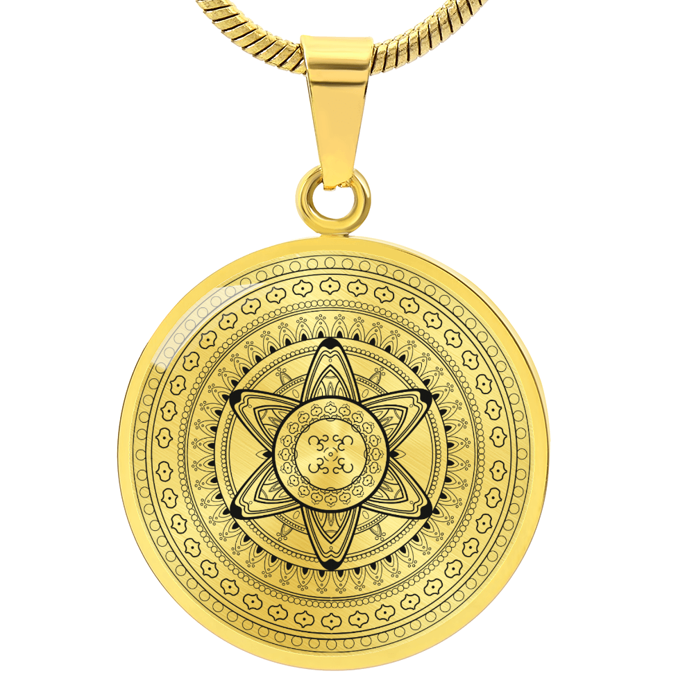 Graphic Circle Pendant + Necklace - Abstract Mandala