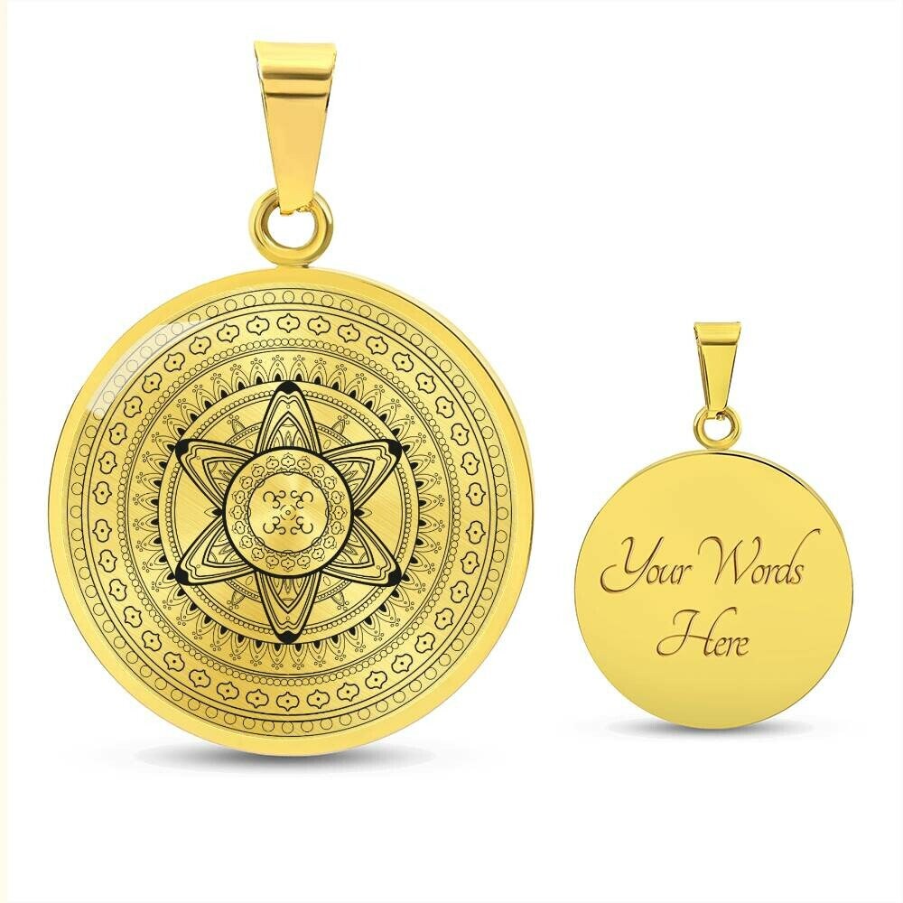 Graphic Circle Pendant + Necklace - Abstract Mandala 9