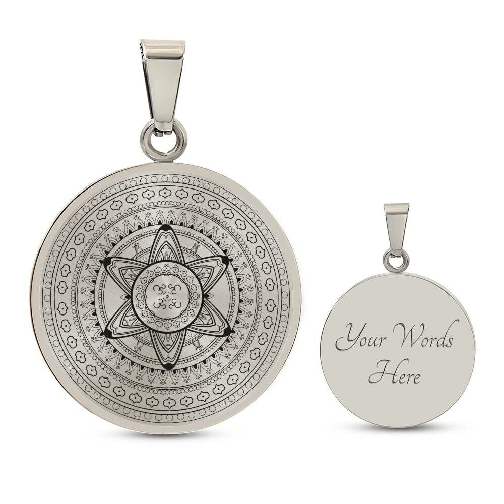 Graphic Circle Pendant + Necklace - Abstract Mandala 9