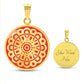 Graphic Circle Pendant + Necklace - Circular Floral Pattern