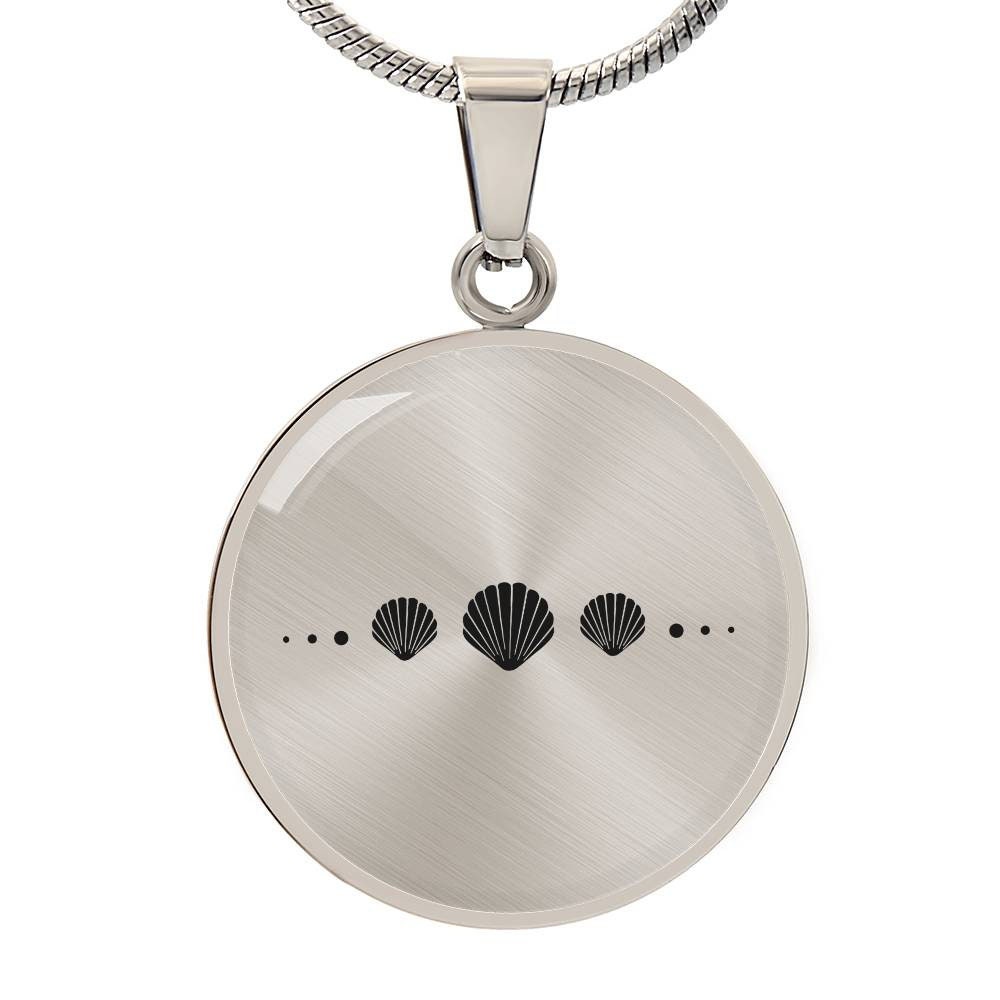 Graphic Circle Pendant + Necklace - Clam Shells