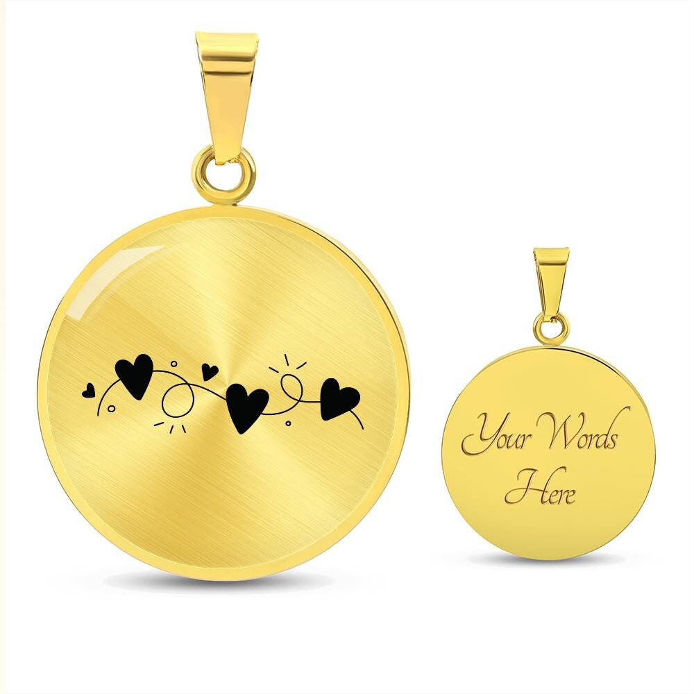 Graphic Circle Pendant + Necklace - Garland of Hearts
