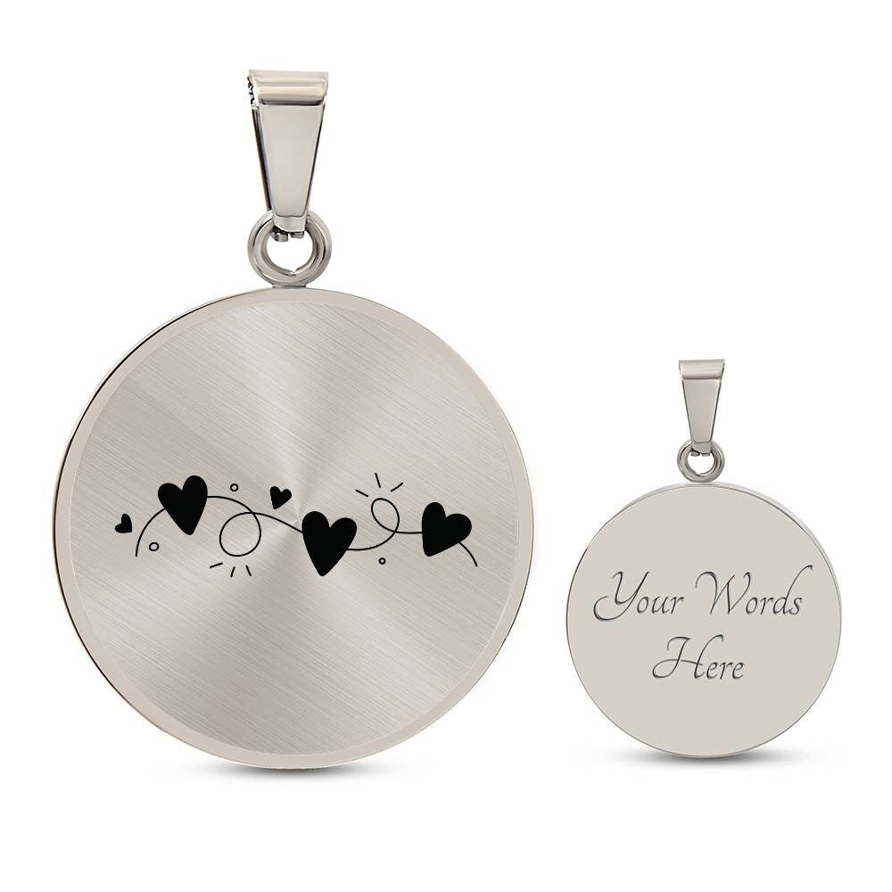 Graphic Circle Pendant + Necklace - Garland of Hearts