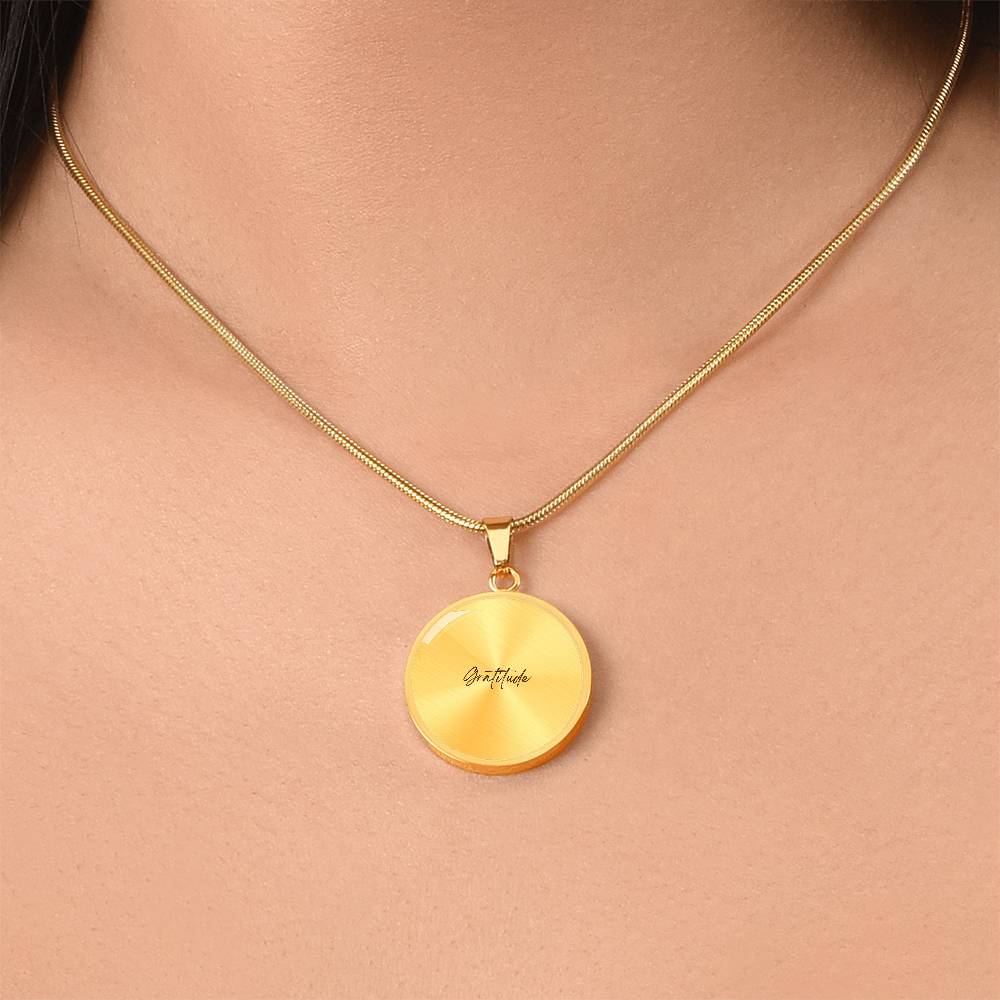Graphic Circle Pendant + Necklace - Gratitude