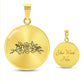 Graphic Circle Pendant + Necklace - Line Art Flower