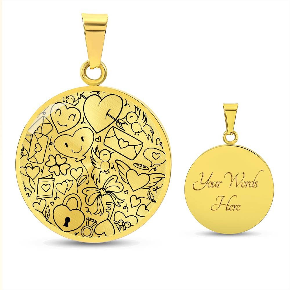 Graphic Circle Pendant + Necklace - Love Valentine
