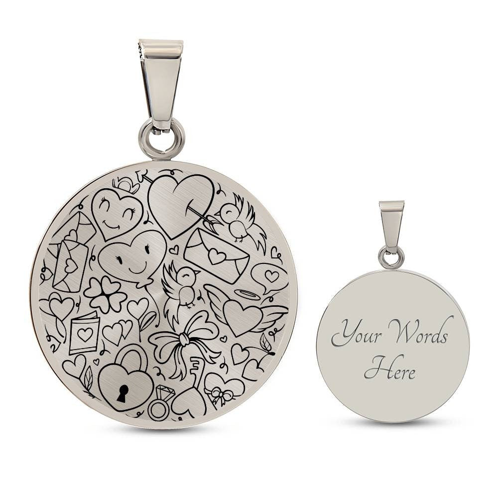 Graphic Circle Pendant + Necklace - Love Valentine