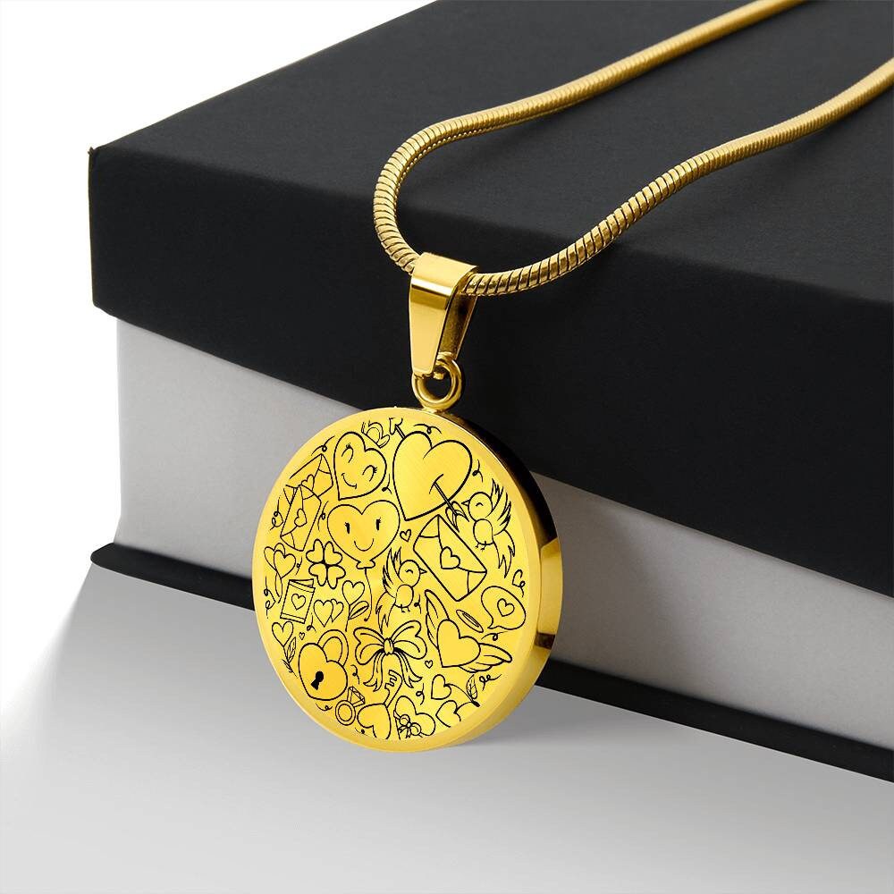 Graphic Circle Pendant + Necklace - Love Valentine