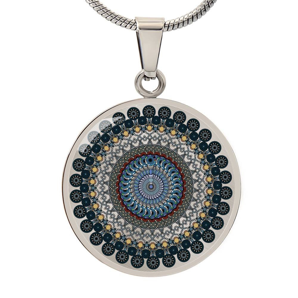 Graphic Circle Pendant + Necklace - Mandala Design