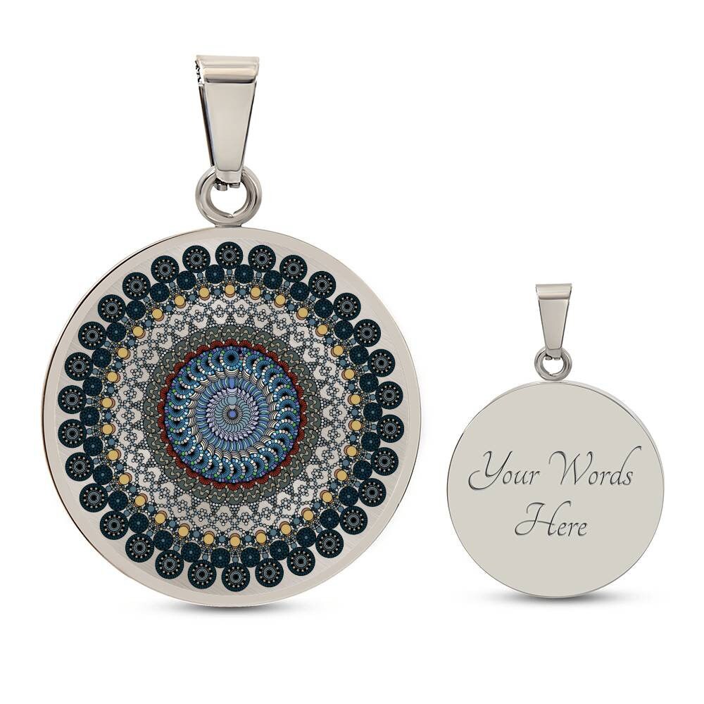 Graphic Circle Pendant + Necklace - Mandala Design