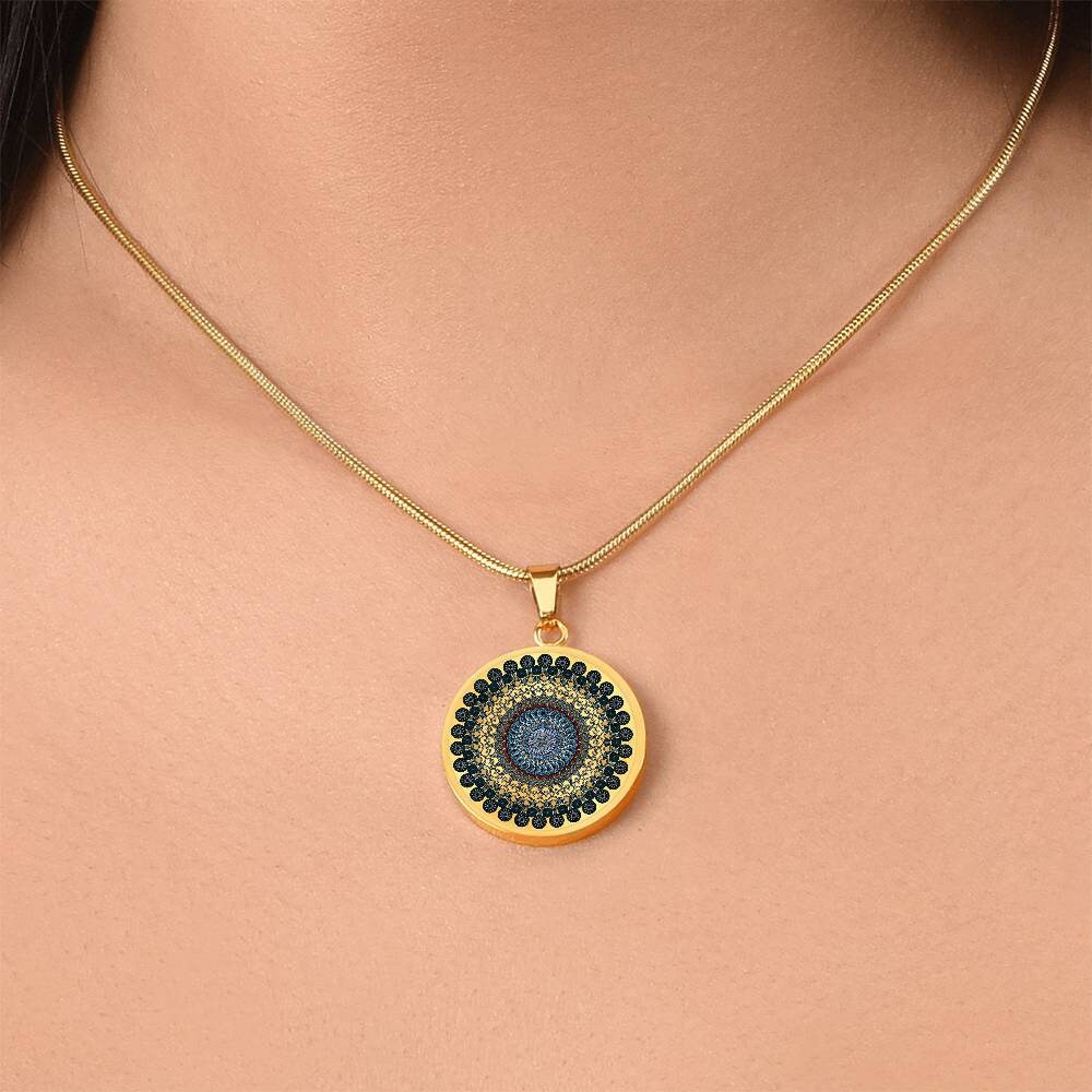 Graphic Circle Pendant + Necklace - Mandala Design