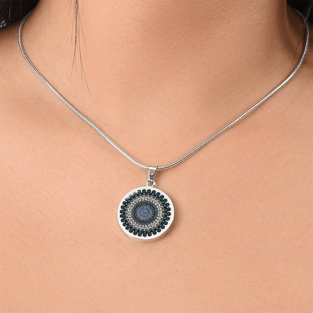 Graphic Circle Pendant + Necklace - Mandala Design
