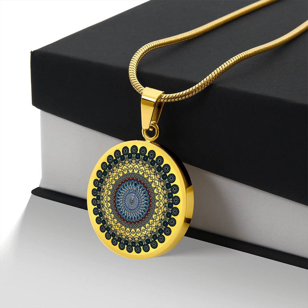 Graphic Circle Pendant + Necklace - Mandala Design