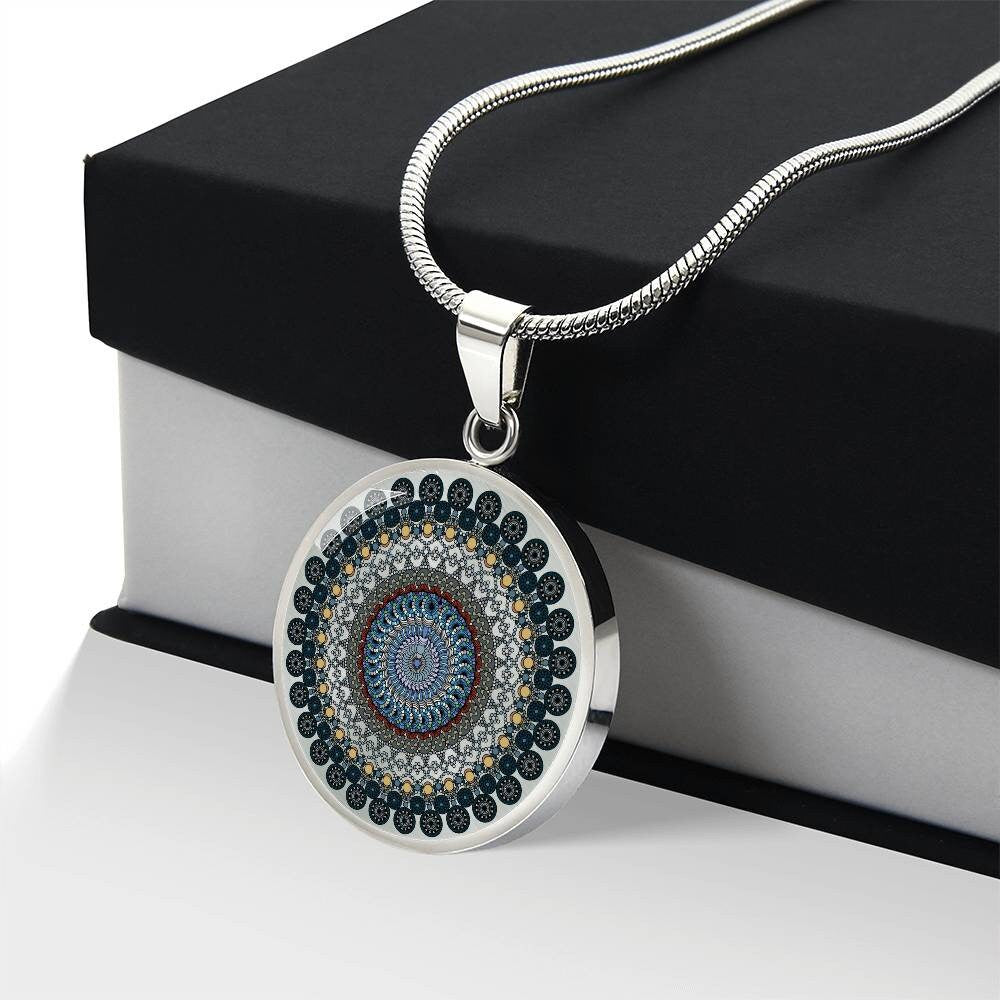 Graphic Circle Pendant + Necklace - Mandala Design