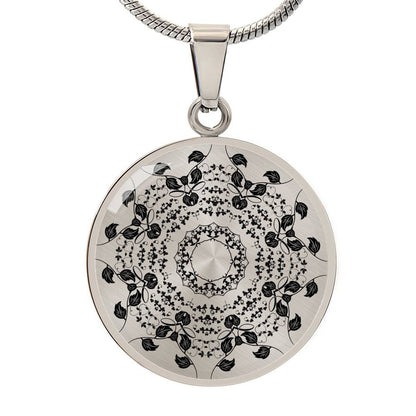 Graphic Circle Pendant + Necklace - Mandala Rosette 2