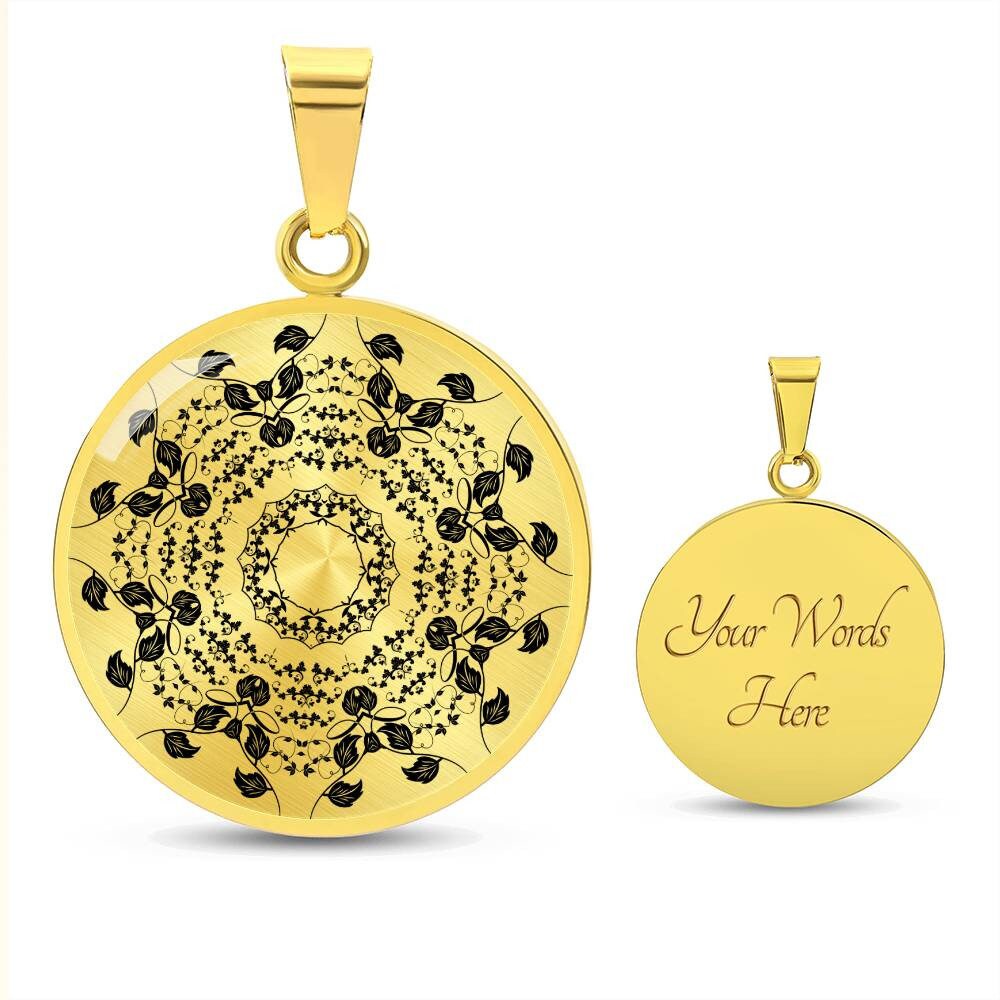 Graphic Circle Pendant + Necklace - Mandala Rosette 2