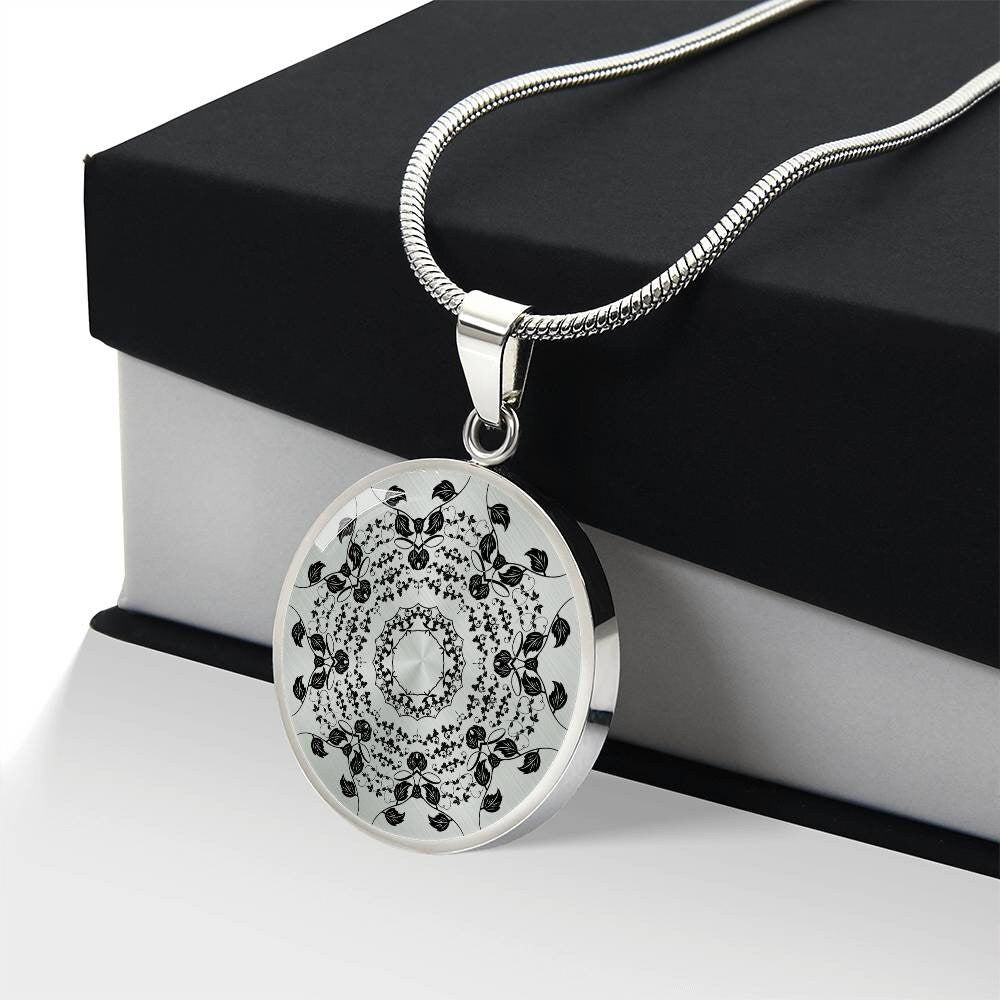Graphic Circle Pendant + Necklace - Mandala Rosette 2