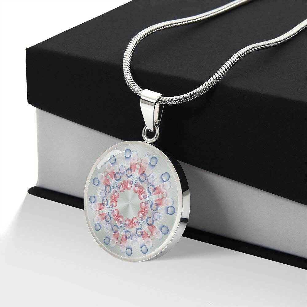 Graphic Circle Pendant + Necklace - Molecular Abstract Art