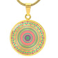 Graphic Circle Pendant + Necklace - Multi Color Mandala