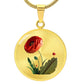 Graphic Circle Pendant + Necklace - Red Poppy Flower