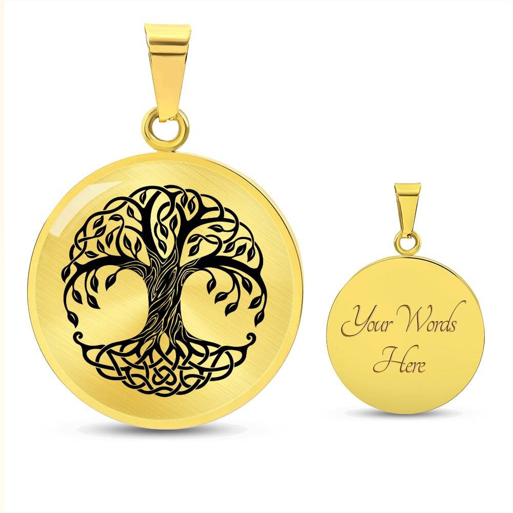 Graphic Circle Pendant + Necklace - Tree Logo