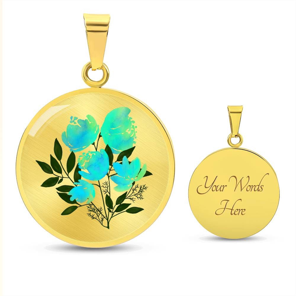 Graphic Circle Pendant + Necklace - Watercolor Floral Art