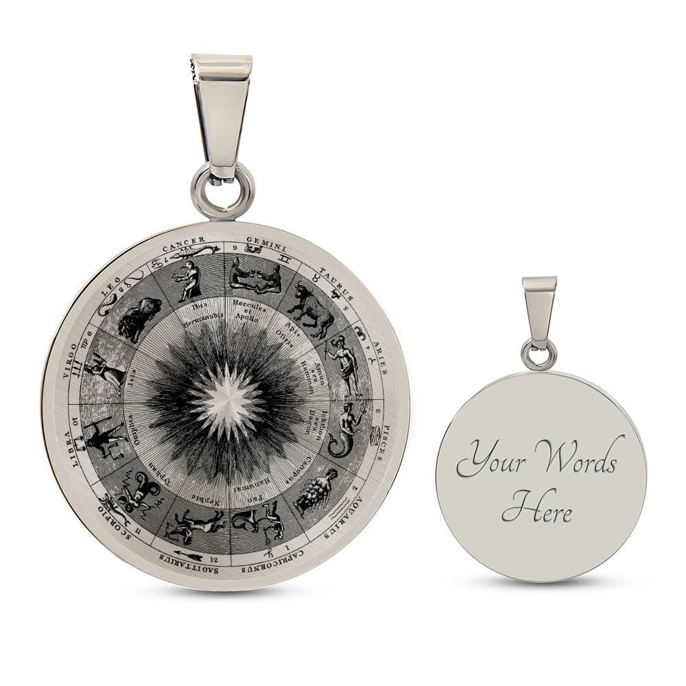 Graphic Circle Pendant + Necklace - Zodiac