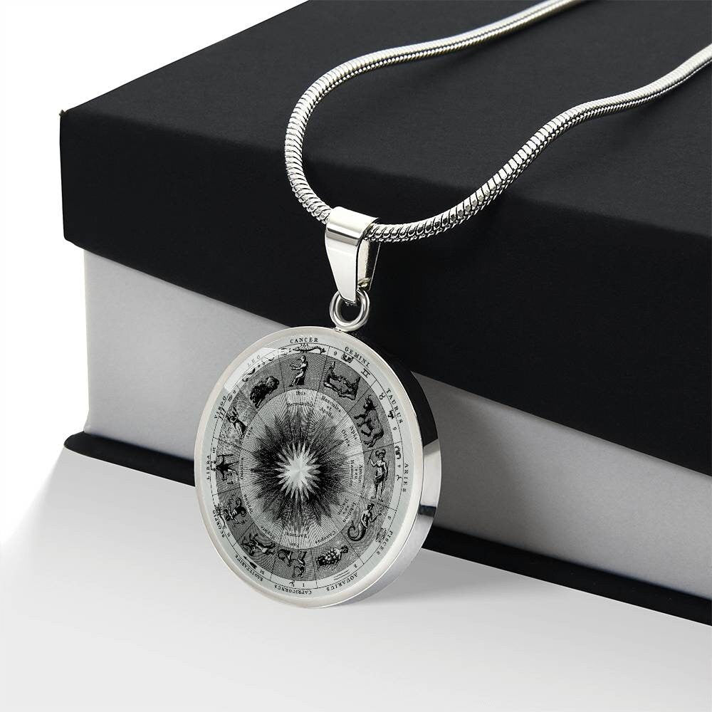 Graphic Circle Pendant + Necklace - Zodiac