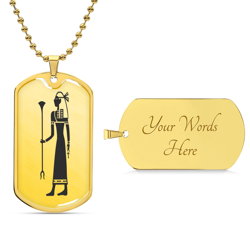 Graphic Dog Tag Pendant + Necklace - Egyptian Woman