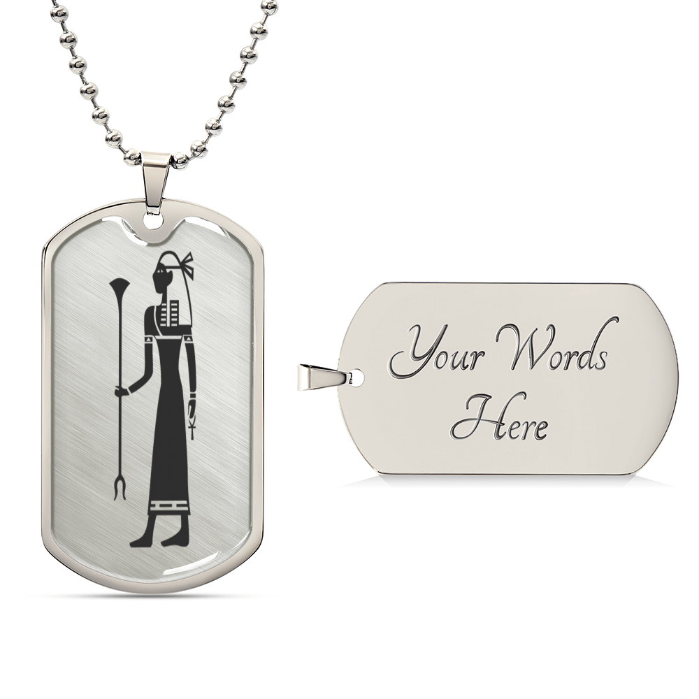 Graphic Dog Tag Pendant + Necklace - Egyptian Woman