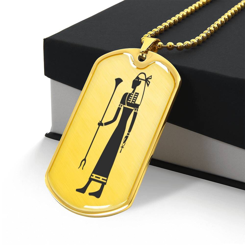 Graphic Dog Tag Pendant + Necklace - Egyptian Woman