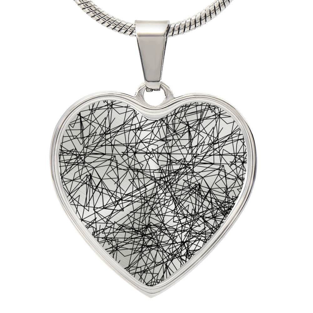Graphic Heart Pendant + Necklace - Abstract Art Pattern