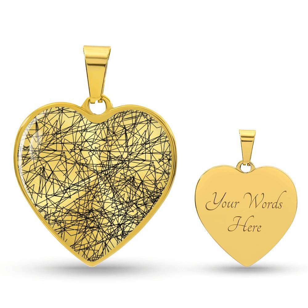 Graphic Heart Pendant + Necklace - Abstract Art Pattern