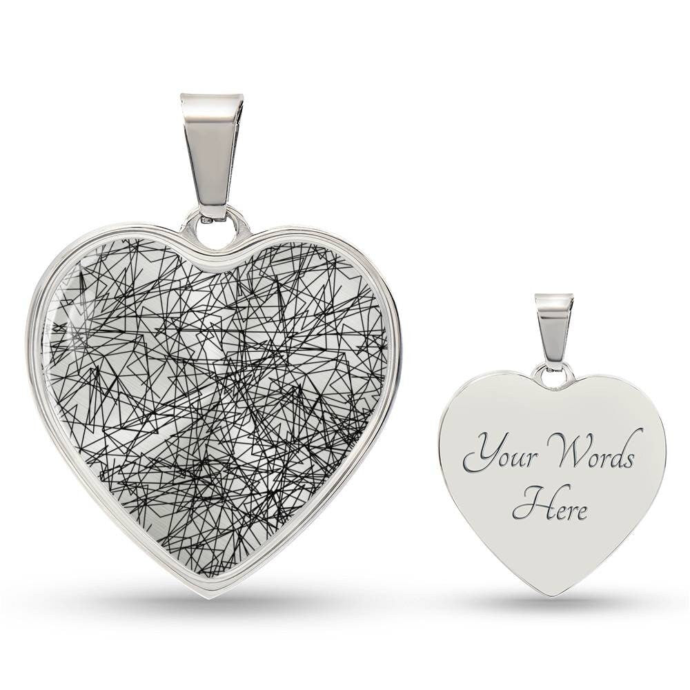 Graphic Heart Pendant + Necklace - Abstract Art Pattern