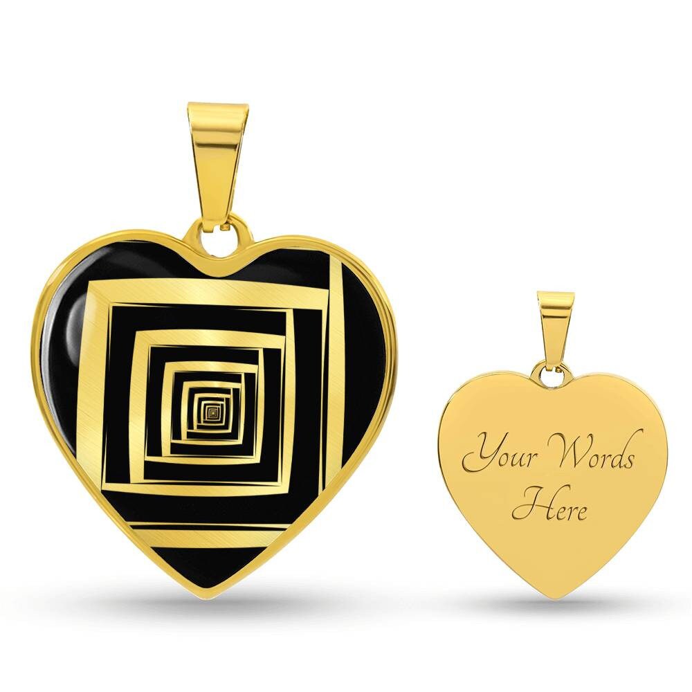 Graphic Heart Pendant + Necklace - Abstract Cyclone
