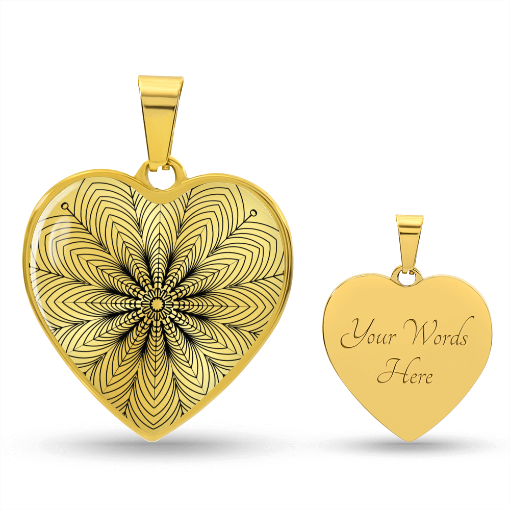 Graphic Heart Pendant + Necklace - Abstract Mandala