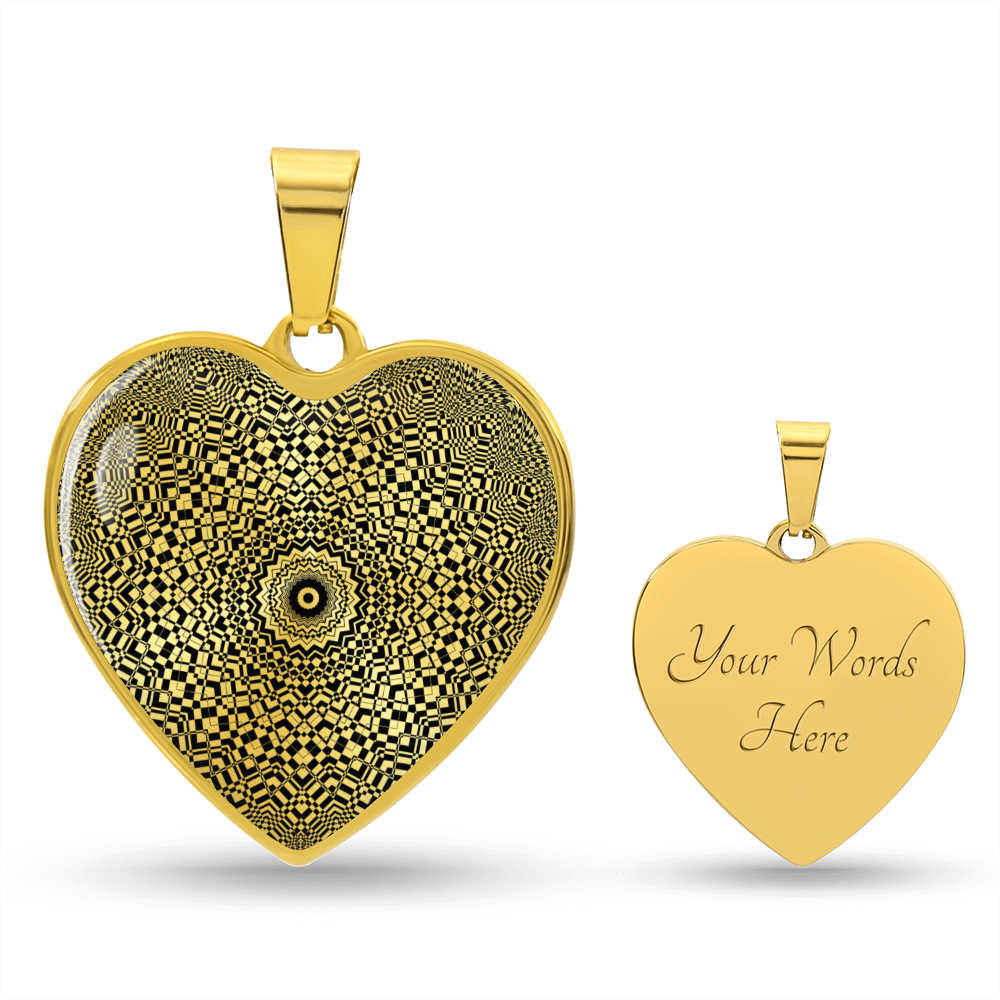 Graphic Heart Pendant + Necklace - Abstract Mandala