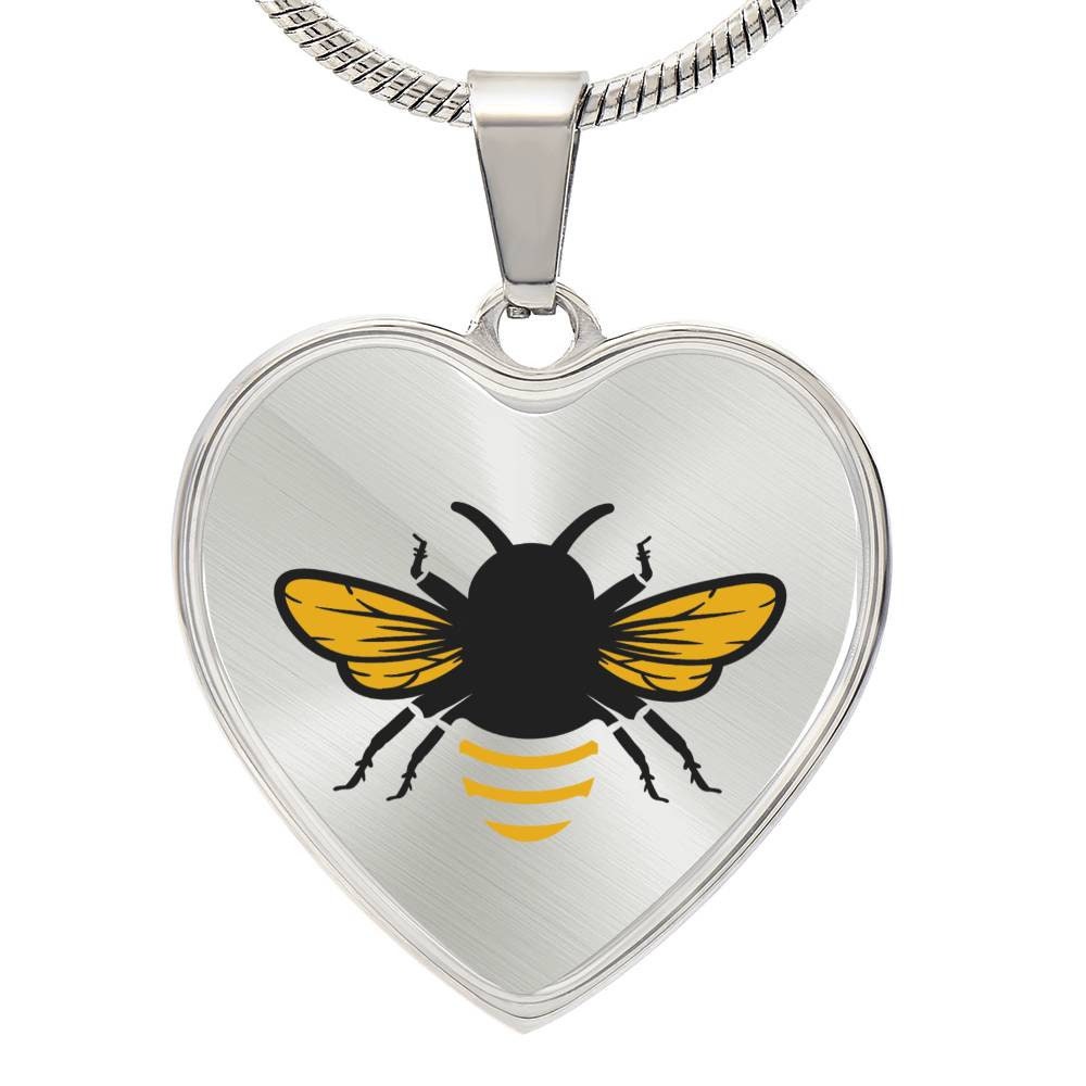 Graphic Heart Pendant + Necklace - Bee