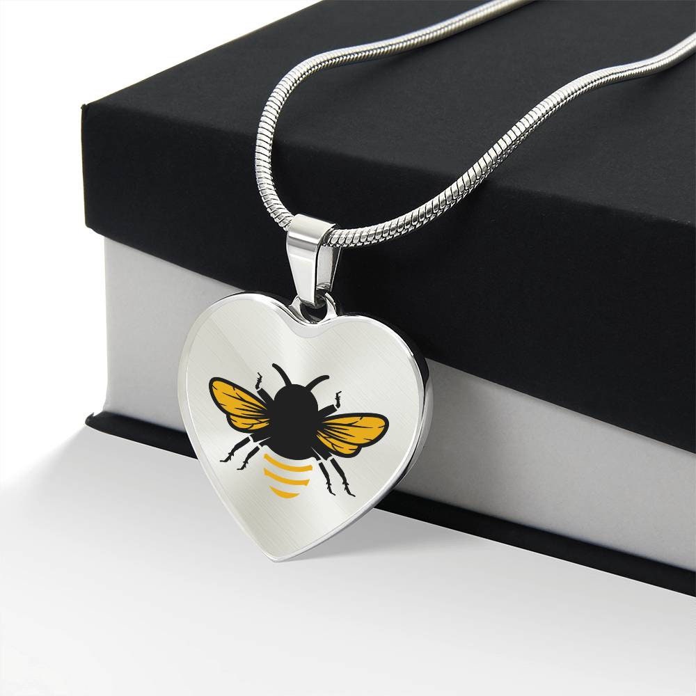 Graphic Heart Pendant + Necklace - Bee