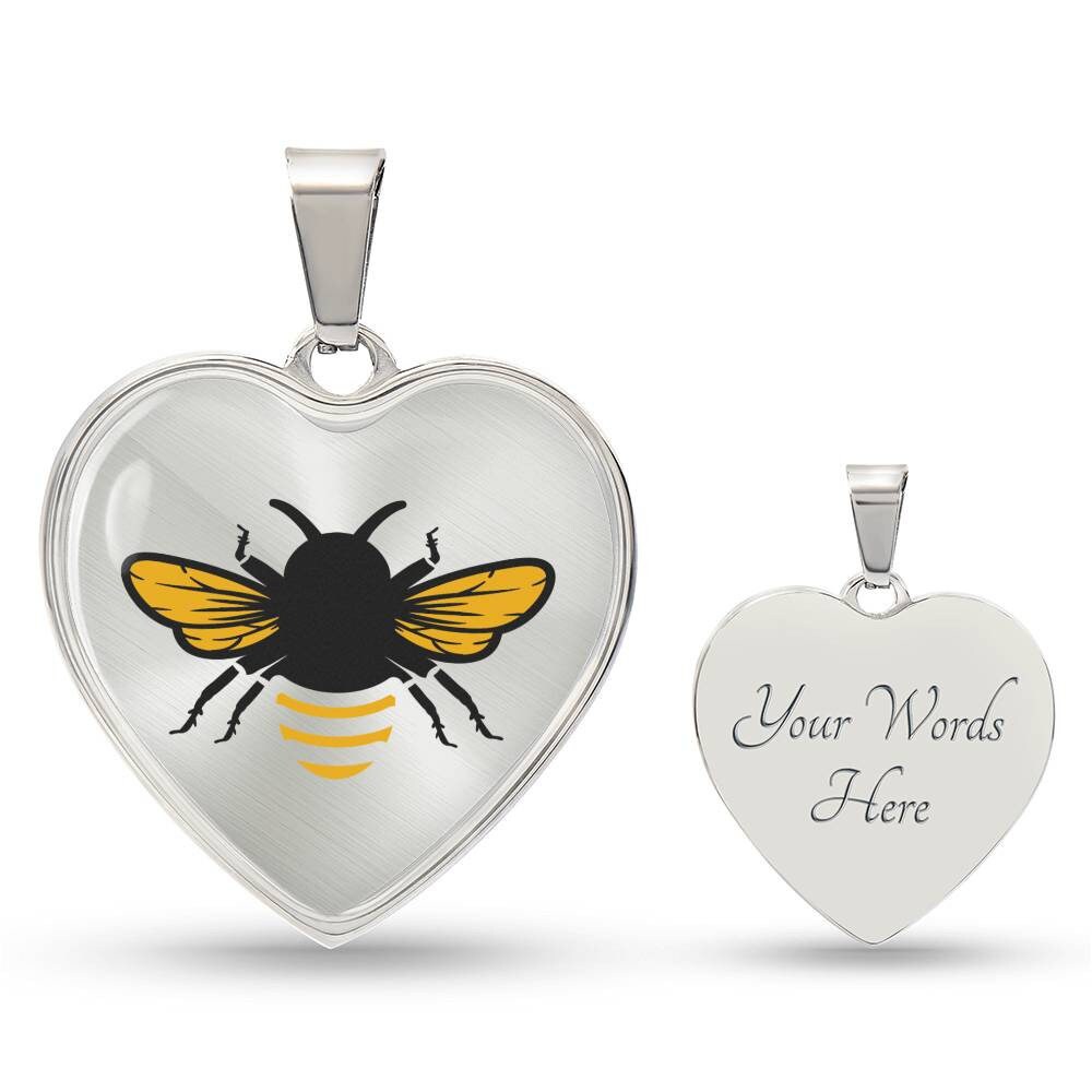Graphic Heart Pendant + Necklace - Bee