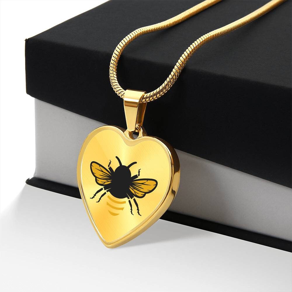 Graphic Heart Pendant + Necklace - Bee