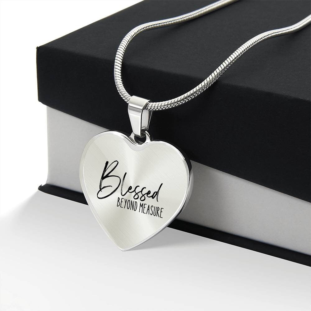 Graphic Heart Pendant + Necklace - Blessed Beyond Measure
