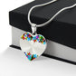 Graphic Heart Pendant + Necklace - Floral Frame